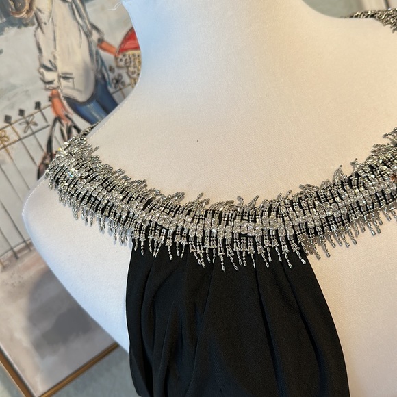 JIKI Monte Carlo Creations Made in France Black Gown w/Swarovski Crystals Sz 42 - Picture 3 of 14